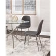 Venu Charcoal Dark Gray Faux Leather Dining Chairs with Chrome Legs Set of 2