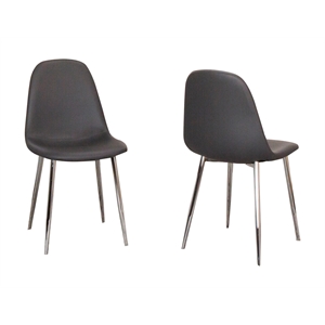 Venu Charcoal Dark Gray Faux Leather Dining Chairs with Chrome Legs Set of 2