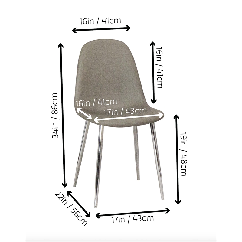 Venu Mocha Brown Faux Leather Dining Chairs with Chrome Legs Set of 2