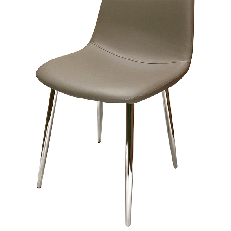 Venu Mocha Brown Faux Leather Dining Chairs with Chrome Legs Set of 2