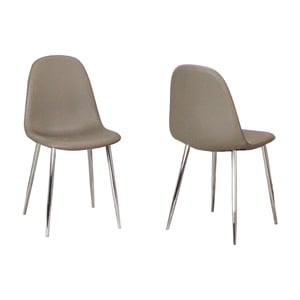 Venu Mocha Brown Faux Leather Dining Chairs with Chrome Legs Set of 2