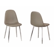Venu Mocha Brown Faux Leather Dining Chairs with Chrome Legs Set of 2