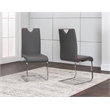 Doral Dark Gray Faux Leather Dining Chairs w Chrome Cantilever Base Set of 2