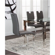 Doral Dark Gray Faux Leather Dining Chairs w Chrome Cantilever Base Set of 2
