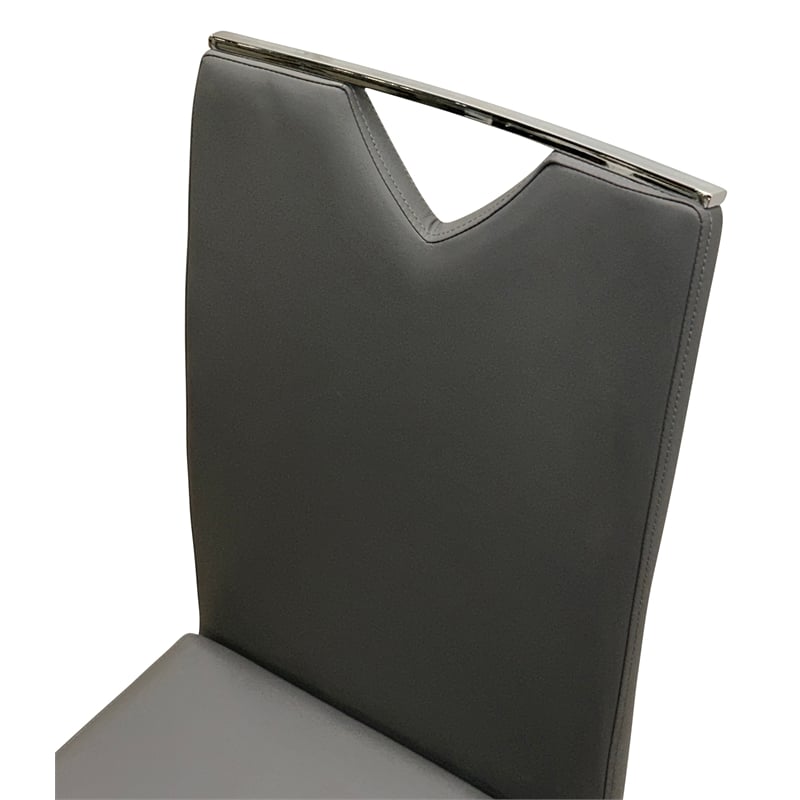 Doral Dark Gray Faux Leather Dining Chairs w Chrome Cantilever Base Set of 2