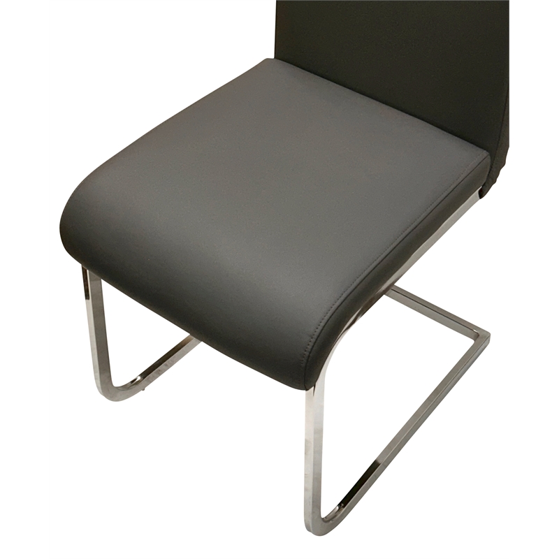 Doral Dark Gray Faux Leather Dining Chairs w Chrome Cantilever Base Set of 2