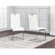 Doral White Faux Leather Dining Chairs w Chrome Cantilever Base Set of 2