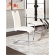 Doral White Faux Leather Dining Chairs w Chrome Cantilever Base Set of 2