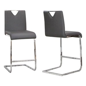 Doral 24&quot Charcoal Gray Faux Leather Barstools w Chrome Cantilever Base Set of 2