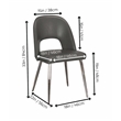 Mia Dark Gray Faux Leather Dining Chairs w Chrome Metal Tapered Legs Set of 2