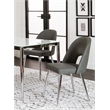 Mia Dark Gray Faux Leather Dining Chairs w Chrome Metal Tapered Legs Set of 2