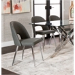Mia Dark Gray Faux Leather Dining Chairs w Chrome Metal Tapered Legs Set of 2