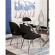 Mia Black Faux Leather Dining Chairs w Chrome Tapered Legs Set of 2