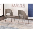 Mia Mushroom Taupe Faux Leather Dining Chairs w Chrome Tapered Legs Set of 2