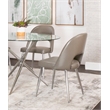 Mia Mushroom Taupe Faux Leather Dining Chairs w Chrome Tapered Legs Set of 2