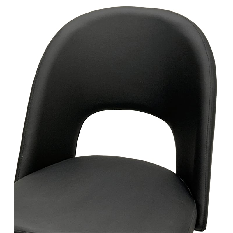 Portia Black Faux Leather Dining Chairs w Powder-Coated Metal Legs Set of 2