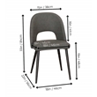 Portia Dark Gray Faux Leather Dining Chairs w Black Metal Tapered Legs Set of 2
