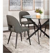 Portia Dark Gray Faux Leather Dining Chairs w Black Metal Tapered Legs Set of 2