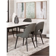 Portia Dark Gray Faux Leather Dining Chairs w Black Metal Tapered Legs Set of 2