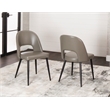 Portia Mushroom Gray Faux Leather Dining Chairs w Black Metal Legs Set of 2