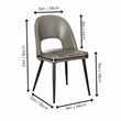 Portia Mushroom Gray Faux Leather Dining Chairs w Black Metal Legs Set of 2