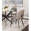 Portia Mushroom Gray Faux Leather Dining Chairs w Black Metal Legs Set of 2