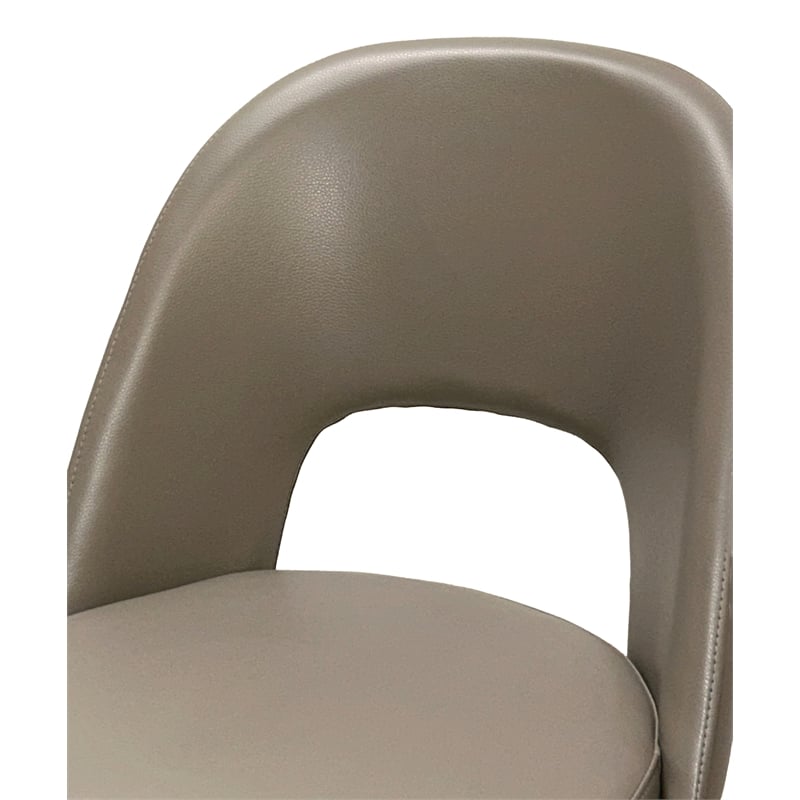 Portia Mushroom Gray Faux Leather Dining Chairs w Black Metal Legs Set of 2