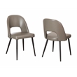 Portia Mushroom Gray Faux Leather Dining Chairs w Black Metal Legs Set of 2