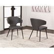 Corin Dark Gray Faux Leather Dining Chairs w Black Powder-Coated Legs Set of 2