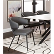 Corin Dark Gray Faux Leather Dining Chairs w Black Powder-Coated Legs Set of 2
