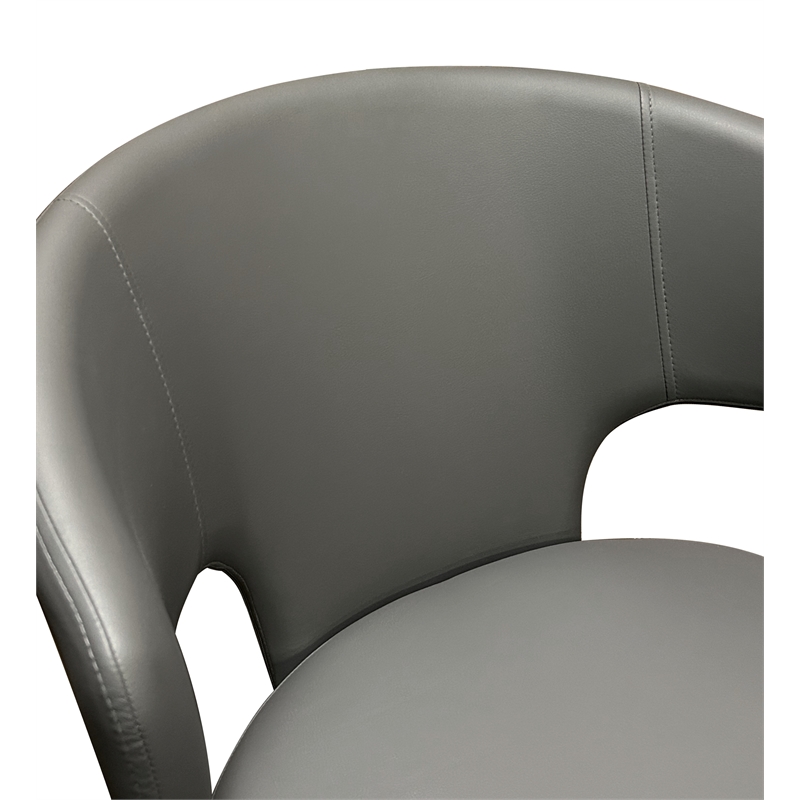 Corin Dark Gray Faux Leather Dining Chairs w Black Powder-Coated Legs Set of 2
