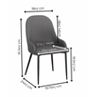 Tia Charcoal Gray Faux Leather Dining Chairs w Black Metal Legs Set of 2