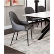 Tia Charcoal Gray Faux Leather Dining Chairs w Black Metal Legs Set of 2