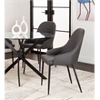 Tia Charcoal Gray Faux Leather Dining Chairs w Black Metal Legs Set of 2