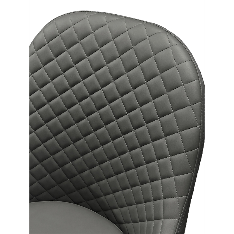 Tia Charcoal Gray Faux Leather Dining Chairs w Black Metal Legs Set of 2