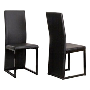 Cosmic Black Faux Leather Full Back Dining Chairs with Metal Legs Set of 6
