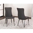 Luna Gray Faux Leather Dining Chairs w Metal Legs and High Wing Back Set of 2