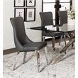 Luna Gray Faux Leather Dining Chairs w Metal Legs and High Wing Back Set of 2