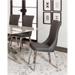Luna Gray Faux Leather Dining Chairs w Metal Legs and High Wing Back Set of 2