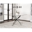 Venu Rectangle 63x35 Clear Glass Top Dining Table w Chrome Metal Geometric Legs