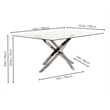 Venu Rectangle 63x35 Clear Glass Top Dining Table w Chrome Metal Geometric Legs