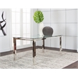 Sklar Rectangle 63x35 Tempered Glass Dining Table w Stainless Steel Metal Legs