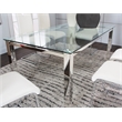Sklar Rectangle 63x35 Tempered Glass Dining Table w Stainless Steel Metal Legs