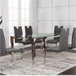 Sklar Rectangle 63x35 Tempered Glass Dining Table w Stainless Steel Metal Legs
