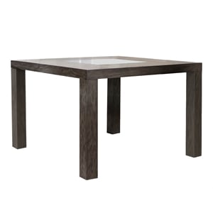 Lyons 54&quot Square Ash Brown Wooden Pub Dining Table with Glass Insert Top