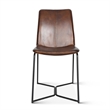 Austin Two Chestnut Brown TopGrain Buffalo Leather Dining Chairs Black Iron