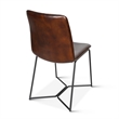 Austin Two Chestnut Brown TopGrain Buffalo Leather Dining Chairs Black Iron