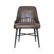 Hudson Whiskey Brown Top-Grain Buffalo Leather Dining Chair /Black Iron Leg