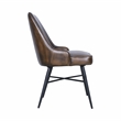 Hudson Whiskey Brown Top-Grain Buffalo Leather Dining Chair /Black Iron Leg