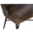 Hudson Whiskey Brown Top-Grain Buffalo Leather Dining Chair /Black Iron Leg